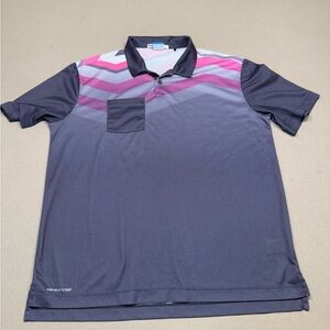 Ping Men's Polo with Gray and Pink Chevron Design